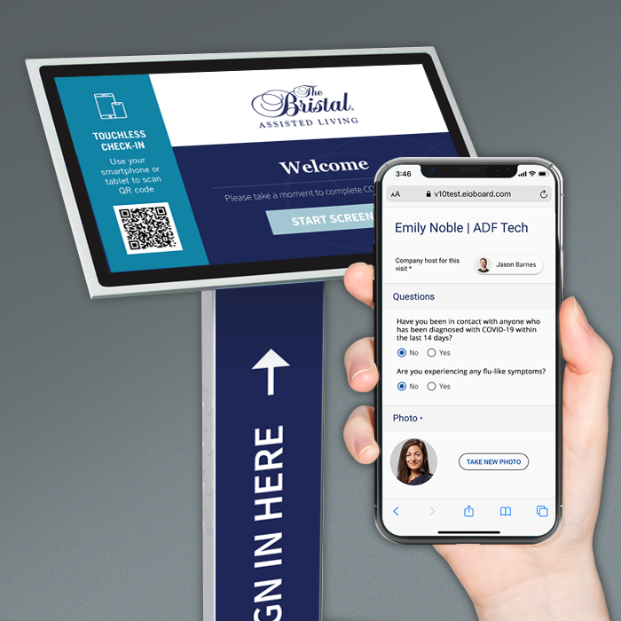 Touchless visitor and staff check-in with QR code
